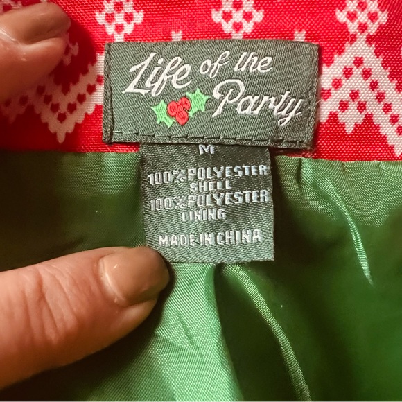 Life of the Party Ugly Christmas Blazer Jacket Red White Size Medium - Picture 6 of 6